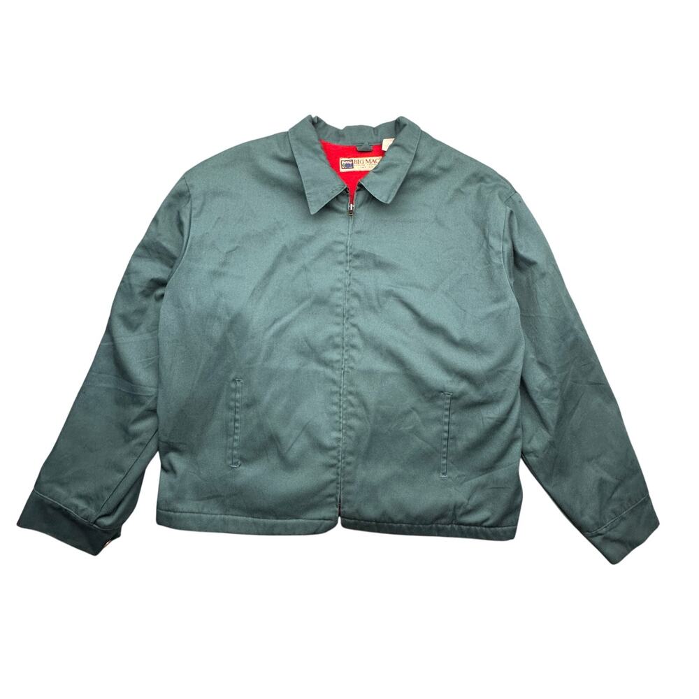 Vintage Big Mac Workwear Fleece Lined Twill Jacket Men XL Lined Green Poly Blend